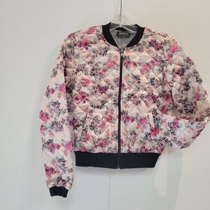 Vintage Floral Pink Bomber Jacket